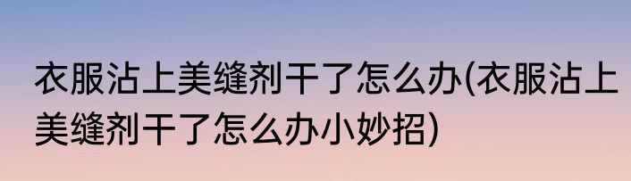 衣服沾上美缝剂干了怎么办(衣服沾上美缝剂干了怎么办小妙招)
