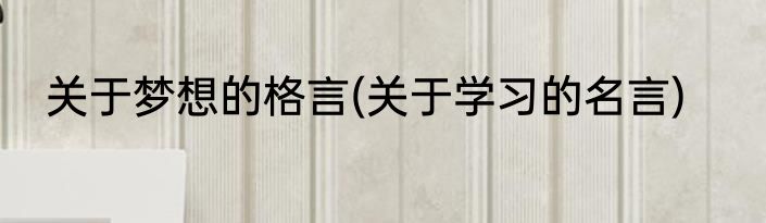 关于梦想的格言(关于学习的名言)