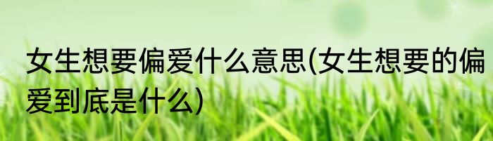 女生想要偏爱什么意思(女生想要的偏爱到底是什么)