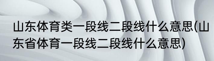 山东体育类一段线二段线什么意思(山东省体育一段线二段线什么意思)