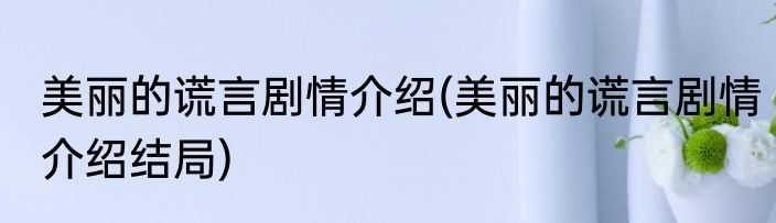 美丽的谎言剧情介绍(美丽的谎言剧情介绍结局)