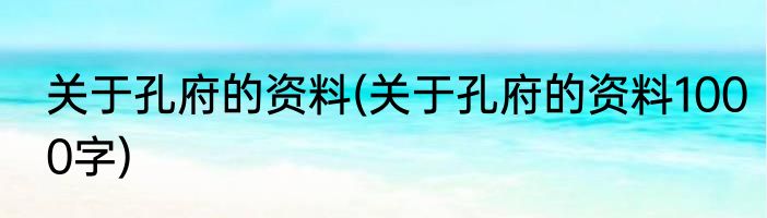 关于孔府的资料(关于孔府的资料1000字)