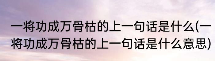 一将功成万骨枯的上一句话是什么(一将功成万骨枯的上一句话是什么意思)