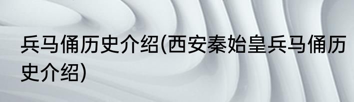 兵马俑历史介绍(西安秦始皇兵马俑历史介绍)