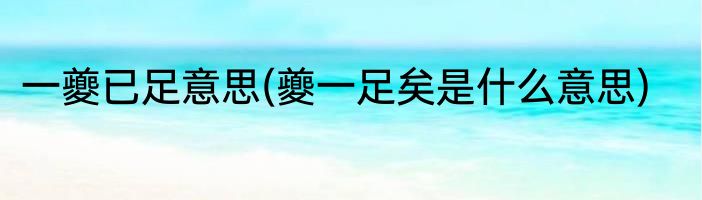 一夔已足意思(夔一足矣是什么意思)