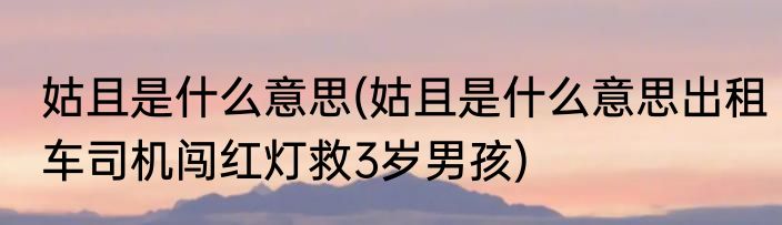 姑且是什么意思(姑且是什么意思出租车司机闯红灯救3岁男孩)