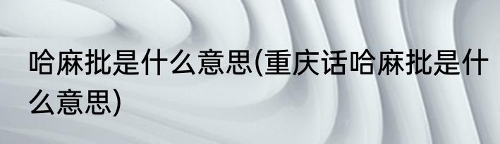 哈麻批是什么意思(重庆话哈麻批是什么意思)