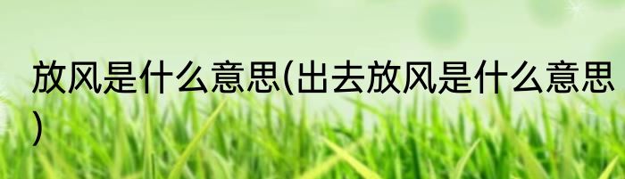 放风是什么意思(出去放风是什么意思)