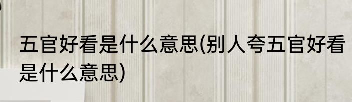五官好看是什么意思(别人夸五官好看是什么意思)