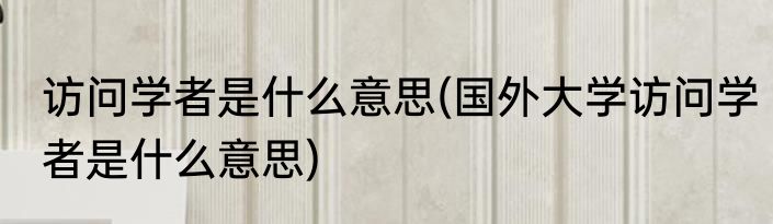 访问学者是什么意思(国外大学访问学者是什么意思)