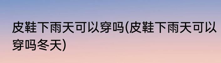 皮鞋下雨天可以穿吗(皮鞋下雨天可以穿吗冬天)