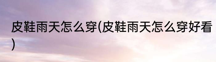 皮鞋雨天怎么穿(皮鞋雨天怎么穿好看)