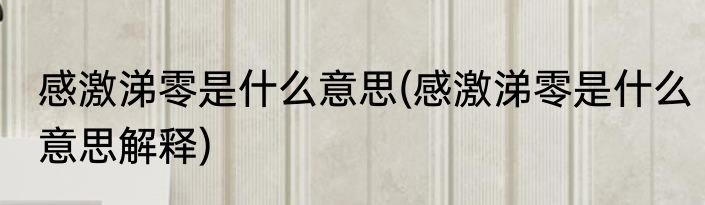 感激涕零是什么意思(感激涕零是什么意思解释)