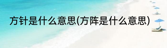 方针是什么意思(方阵是什么意思)