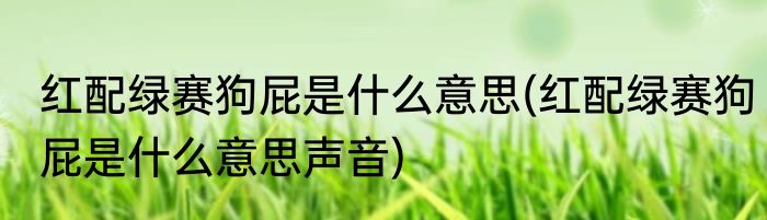 红配绿赛狗屁是什么意思(红配绿赛狗屁是什么意思声音)