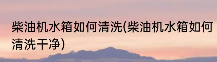 柴油机水箱如何清洗(柴油机水箱如何清洗干净)