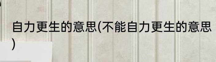 自力更生的意思(不能自力更生的意思)