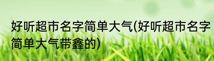 好听超市名字简单大气(好听超市名字简单大气带鑫的)