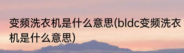 变频洗衣机是什么意思(bldc变频洗衣机是什么意思)