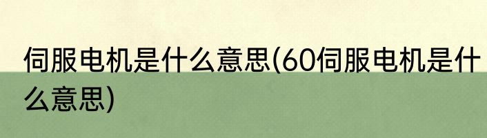 伺服电机是什么意思(60伺服电机是什么意思)