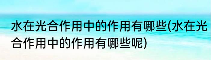 水在光合作用中的作用有哪些(水在光合作用中的作用有哪些呢)