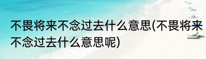 不畏将来不念过去什么意思(不畏将来不念过去什么意思呢)