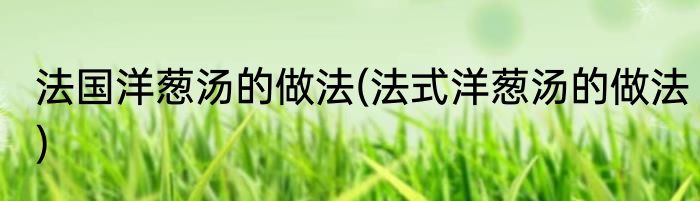 法国洋葱汤的做法(法式洋葱汤的做法)