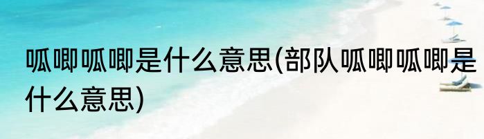 呱唧呱唧是什么意思(部队呱唧呱唧是什么意思)