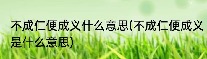 不成仁便成义什么意思(不成仁便成义是什么意思)