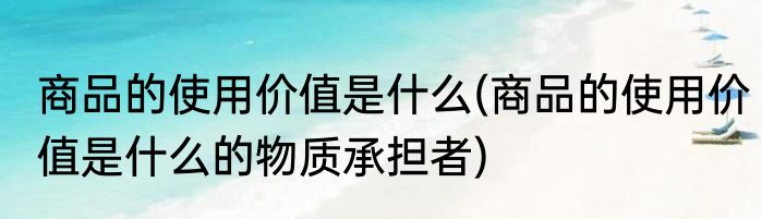 商品的使用价值是什么(商品的使用价值是什么的物质承担者)