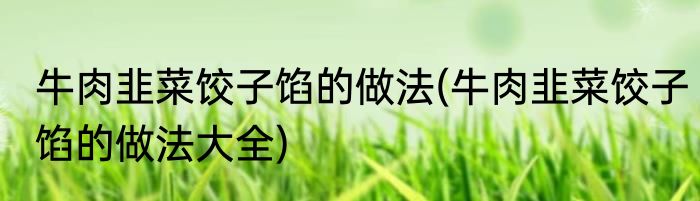 牛肉韭菜饺子馅的做法(牛肉韭菜饺子馅的做法大全)