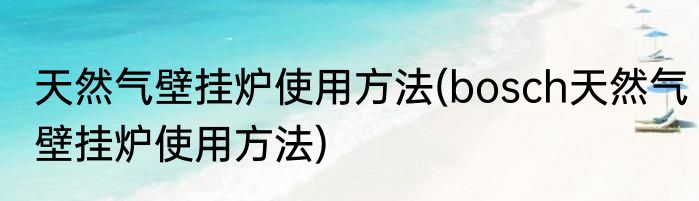 天然气壁挂炉使用方法(bosch天然气壁挂炉使用方法)