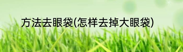方法去眼袋(怎样去掉大眼袋)