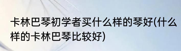 卡林巴琴初学者买什么样的琴好(什么样的卡林巴琴比较好)