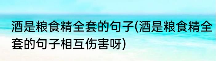 酒是粮食精全套的句子(酒是粮食精全套的句子相互伤害呀)