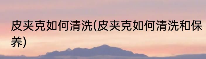 皮夹克如何清洗(皮夹克如何清洗和保养)