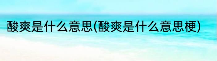 酸爽是什么意思(酸爽是什么意思梗)