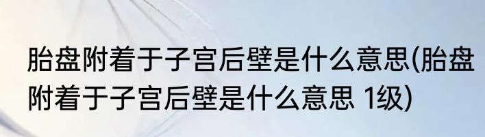 胎盘附着于子宫后壁是什么意思(胎盘附着于子宫后壁是什么意思 1级)