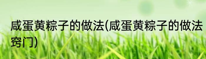 咸蛋黄粽子的做法(咸蛋黄粽子的做法窍门)