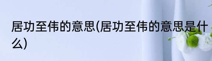 居功至伟的意思(居功至伟的意思是什么)