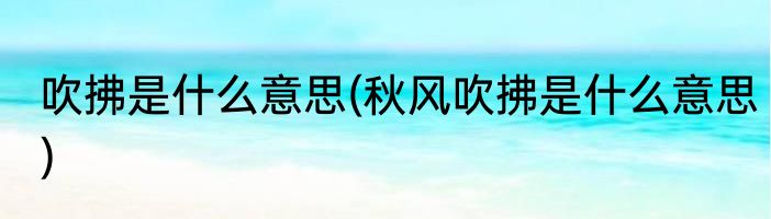 吹拂是什么意思(秋风吹拂是什么意思)