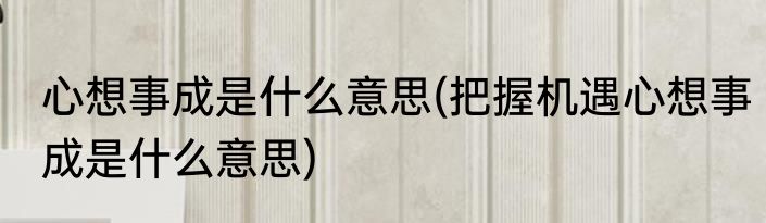 心想事成是什么意思(把握机遇心想事成是什么意思)