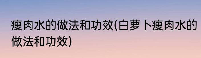 瘦肉水的做法和功效(白萝卜瘦肉水的做法和功效)