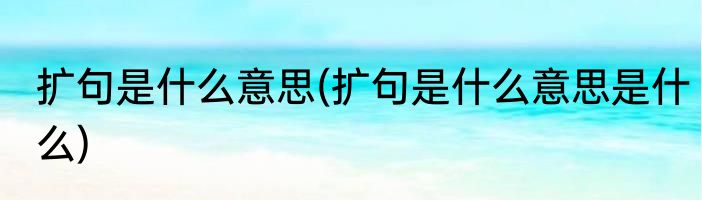 扩句是什么意思(扩句是什么意思是什么)