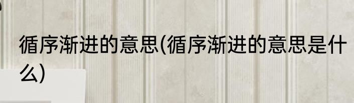 循序渐进的意思(循序渐进的意思是什么)