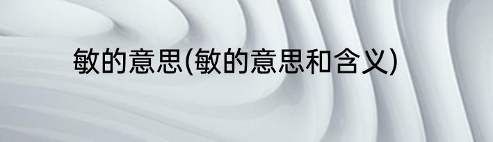 敏的意思(敏的意思和含义)