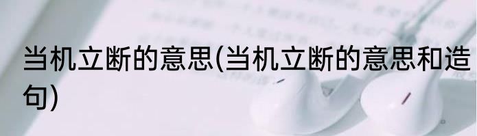 当机立断的意思(当机立断的意思和造句)