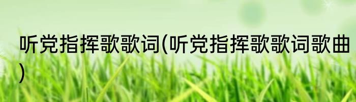 听党指挥歌歌词(听党指挥歌歌词歌曲)