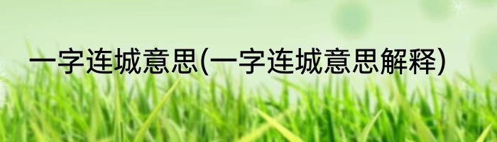 一字连城意思(一字连城意思解释)