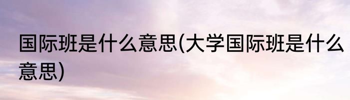 国际班是什么意思(大学国际班是什么意思)
